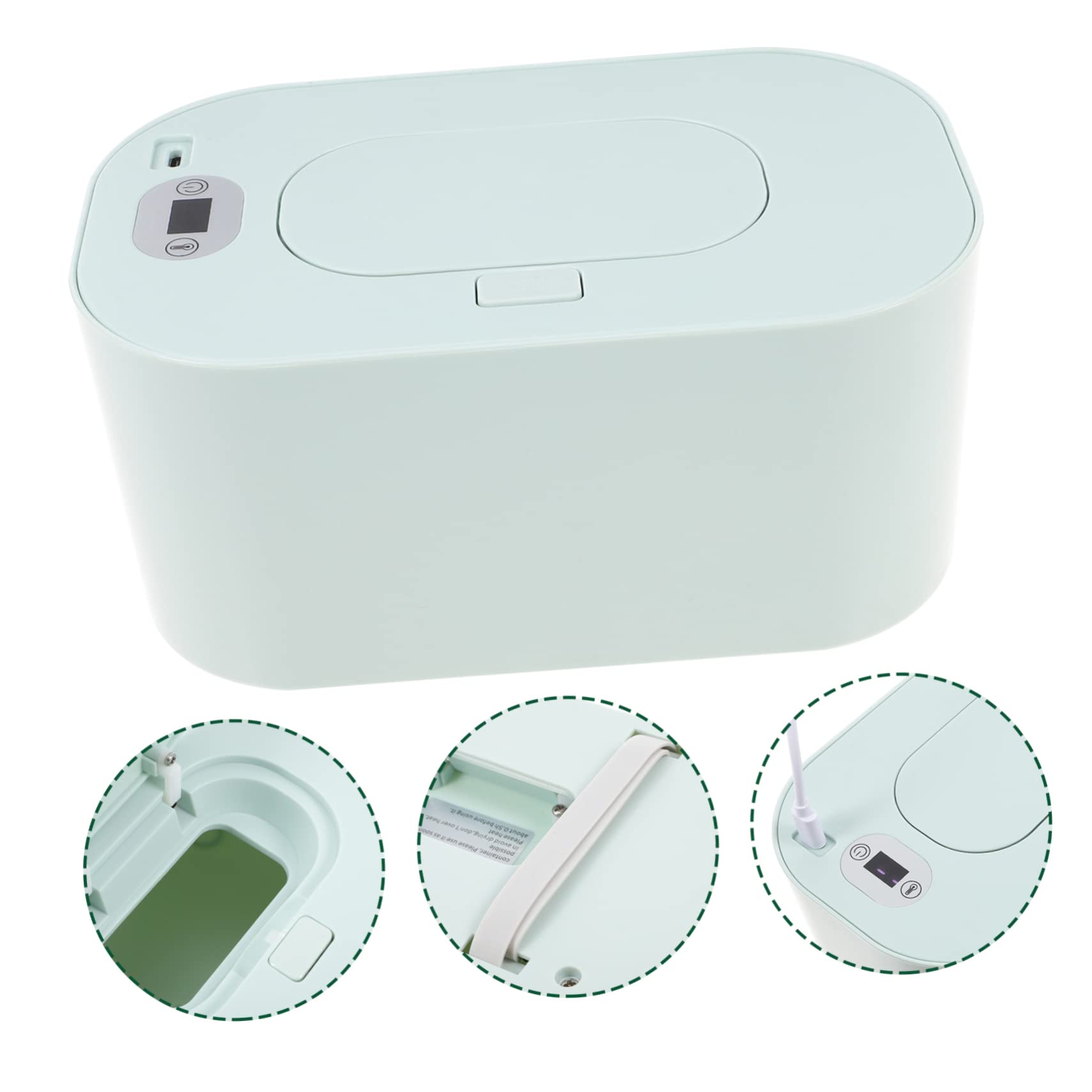 ABOOFAN Calentador de Toallitas Húmedas Color Verde Portátil para Bebés y Material Abs Función de Temperatura Ajustable para Uso en Casa y Coche