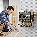 CCCEI Modular Power Tool Organizer Wall Mount with Charging Station. Garage Drill Storage Shelf with Hooks, Heavy Duty Rack, Tool Battery Holder Built in 8 Outlet. Gift for Men. Black, 1 Pack.