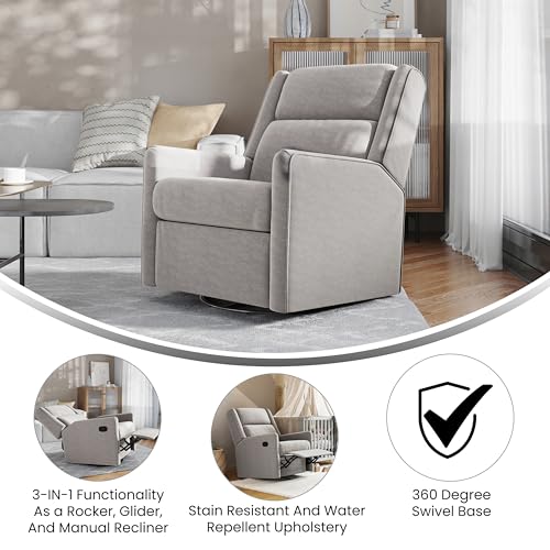 Sillón reclinable manual gris claro con base giratoria miniatura 5
