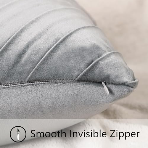 Image of Velvet Throw Pillow Covers 22x22 inch Pack of 2 Gold Decor Gray