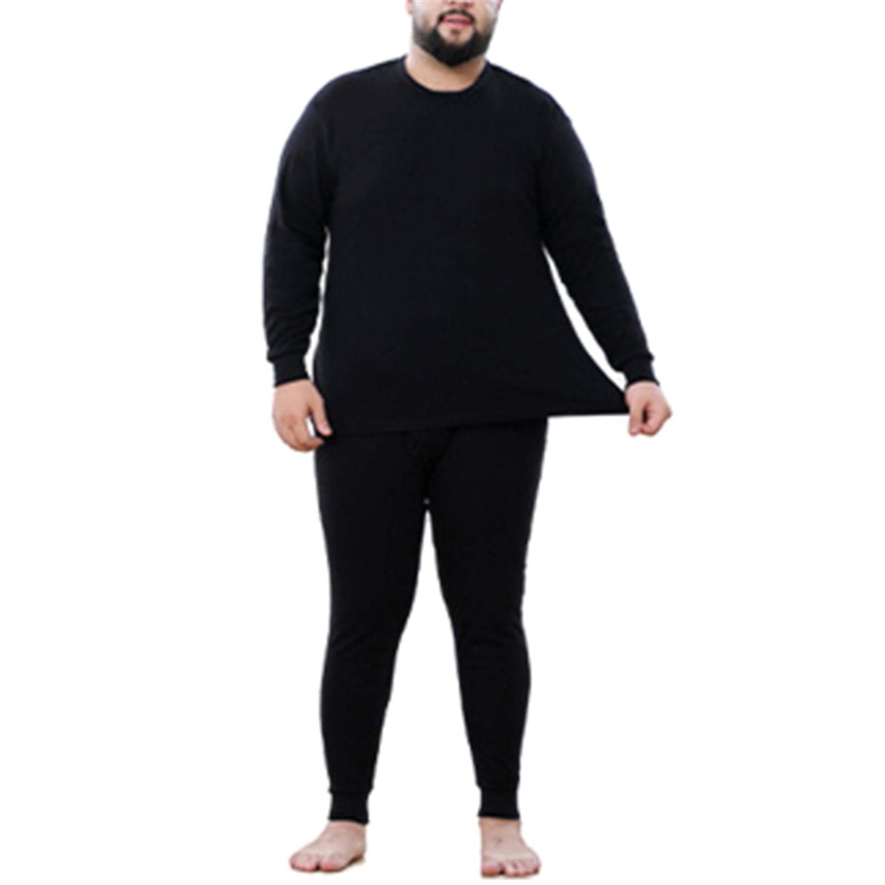 Ensemble De sous-vêtements Thermiques pour Homme, Couche De Base Thermique d'hiver, Col Rond Ultra Doux Et Chaud, Manches Longues, sans Couture, Grande Taille, Haut Et Bas