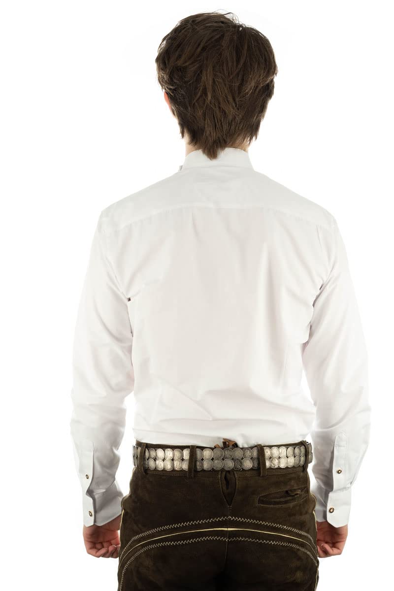 OS Trachten Herren Hemd Langarm Trachtenhemd mit Stehkragen Pewya