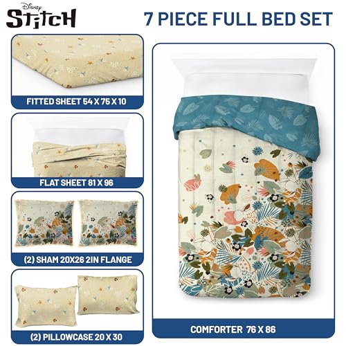 Image of Disney Lilo and Stitch Full Size Comforter Set 7 Piece Bedding, Multi