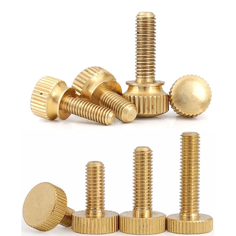Brass Knurled Hand Screw Copper Manual M3 M4 M5 M6 Flat Head Thumb Bolt Length 4/5 / 6/8 / 10/12 / 14/16 / 25 - (Size: M5, Length: 16mm(5pcs), Color: High head)