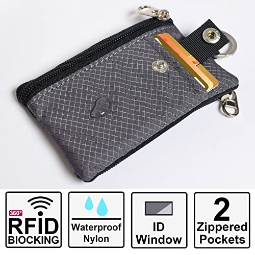 Image of CHENSPRX Minimalist RFID Blocking Small Wallet with ID Window,WaterResistant Zip Id Case Wallet with Lanyard Keychain for Cards,Cash,Travel,Women,Men