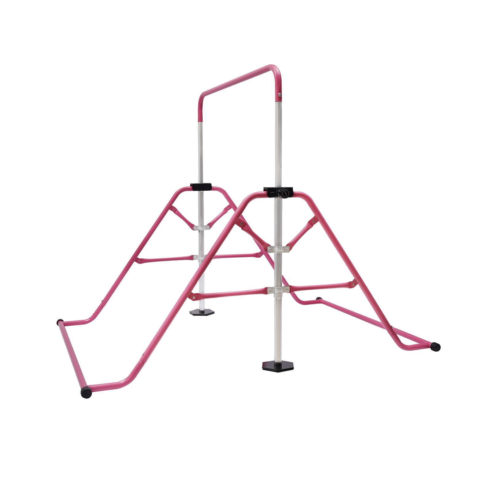 Barre de gymnastique pliable - Charge maximale : 80 kg - Barre horizontale - 115 à 155 cm - Hauteur réglable - Pour les personnes pesant moins de 100 kg - Rose