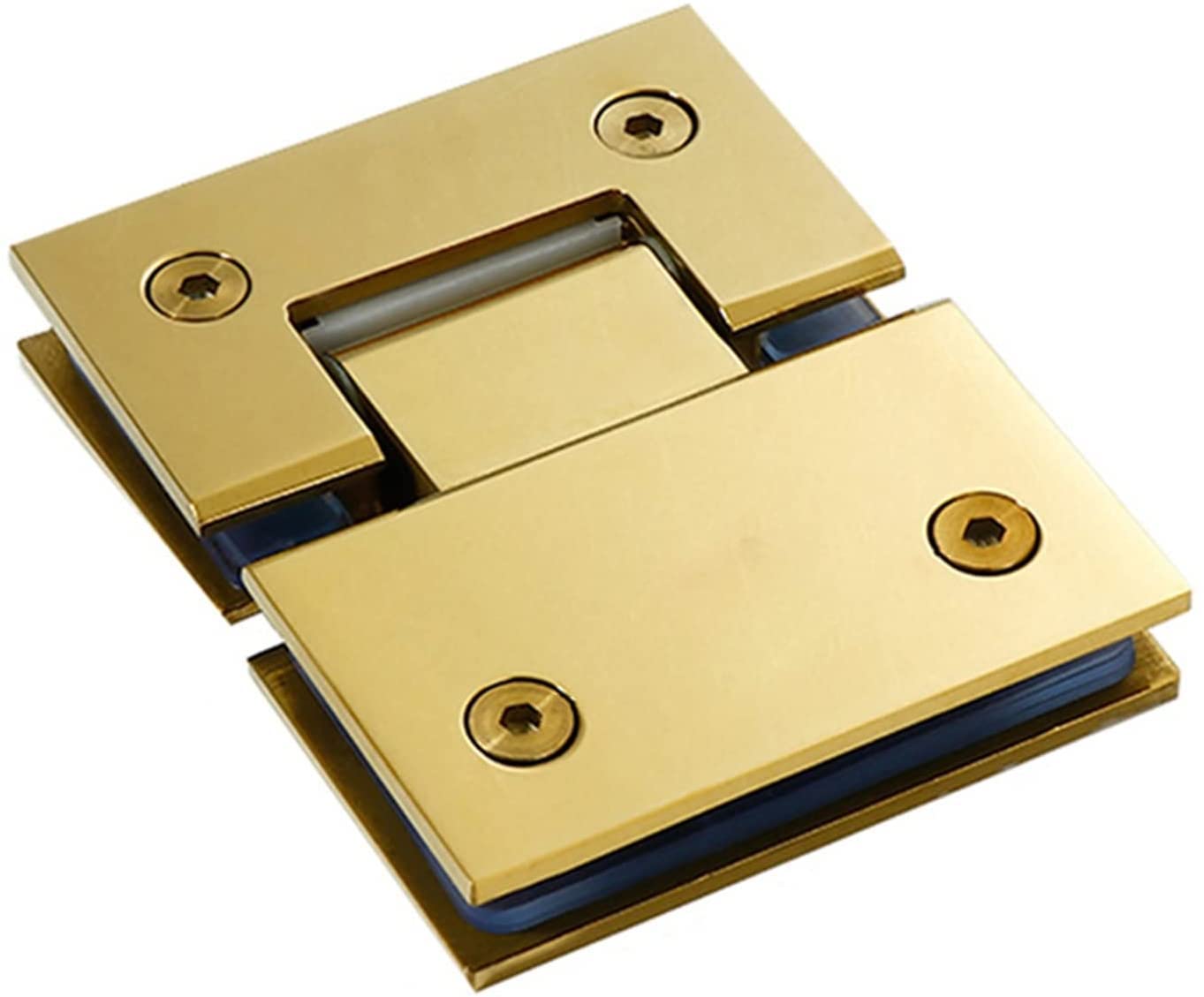 Serenepeak 180 Degree Brushed Gold Color Shower Room Glass Door Clip/Clamp, Glass Door Hinge, Double 90 Degrees Glass Hardware(180 Degree)