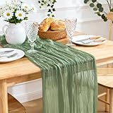 Yoassi Seihtuch Tischläufer 2 Stück, Boho Käsetuch Tischdecke Gaze für Küche Dekoration , Moderne Tischdeko für Hochzeit, Party, Geburtstag, Drinnen, Urlaub, Rustikal Dekor, 90x300 cm