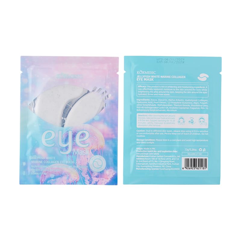 Kormesic Collagen Glittery Eye Mask for Dark Circles & Puffy Eyes – Hydrating Under Eye Gel Patches with Natural Marine Collagen – Anti-Aging, Brightening & Firming Treatment (Pack of 20) (Jellyfish White)-image-27