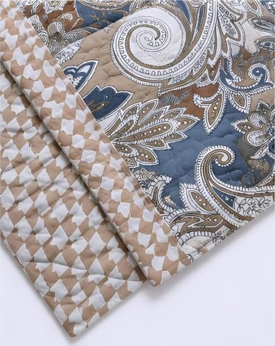 Image of Dohar Single | Double Bed Polycotton Blankets for Summer 90x100inch, 150GSM Ac Comforter and Cooling for Summer Classic Printed Design Quilt Ideal for Gifting (Brown Multicolor, Double)