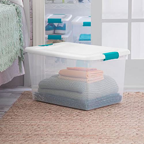 Sterilite 64 Qt Clear Plastic Stackable Storage Bin W/White Latching Lid Organizing Solution, 12Pack #TOP3