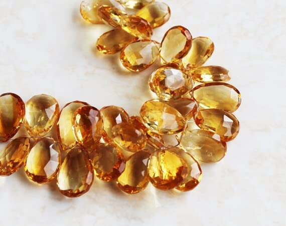 Perle citrine facettée LKBEADS goutte amande de 17mm pour un cadeau d'anniversaire unique