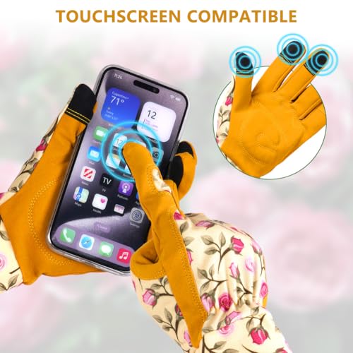 Ainiv Yellow Thorn-Proof Gardening Gloves for Women - Lightweight Yard and Outdoor Work Protection (Large) - Image 4