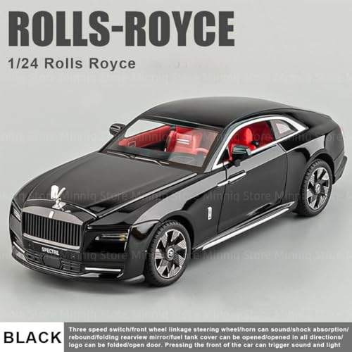 Image of 1:24 Rolls-Royce Spectre Diecast Metal Pull Back Car with 6 Openable Doors with Sound and Light Toy Decoration car Best Gift Toys for Kids (1.24 Rolls Royce Spectre - Black)
