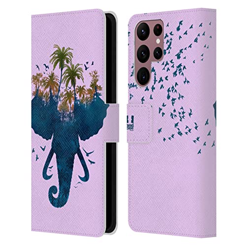 Étui Éléphant Samsung S22 Ultra 5G Housse Cuir pour Ranger Cartes et Protéger l'Écran