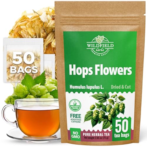 Image of 50 Bags Hop Tea Hops Herb Dried Hops Flowers Herbal Tea (Humulus Lupulus) - 50 Count 1.5g Bags Hoptea Lupulo Entero