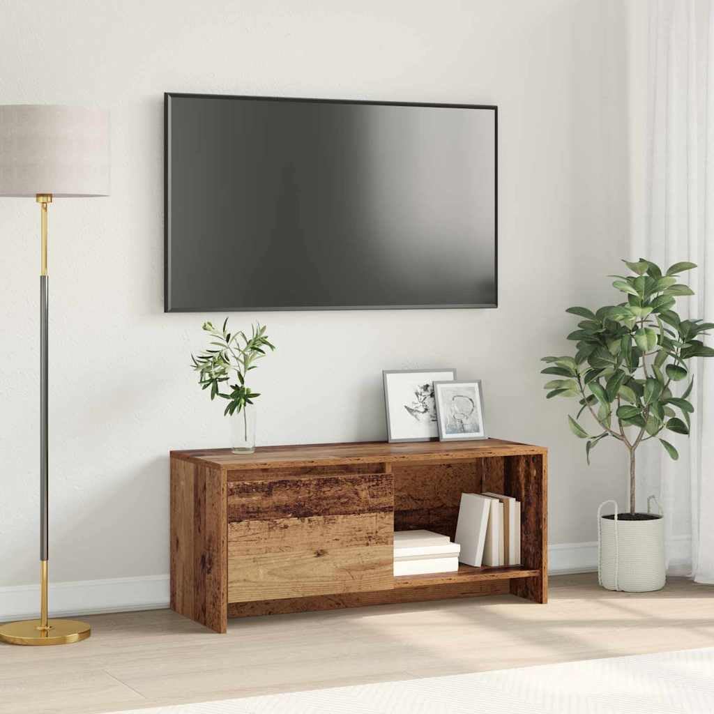 Zestaw szafek TV z drewna odpadowego, 90 x 35 x 40 cm, materiał drewnopochodny, montaż ścienny, konsola multimedialna z 2 drzwiami, regał do salonu, sypialni, uniwersalny stojak pod telewizor