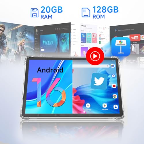 Image of 11 inch 2-in-1 Tablet, 20GB RAM, 128GB ROM, Android 16 Tablet with Case, Keyboard, Mouse and Stylus, Support 2TB Expandable Storage, 13MP Camera, Octa-core Processor, 5G