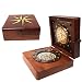 New Nautical Ship Compass Wooden Box Compass & Watch Vintage Gift (Square)