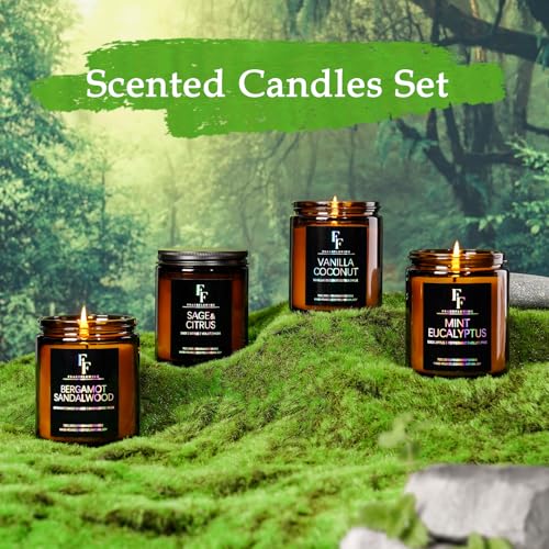 Scented Candles Set, Candles for Home Scented Soy Wax Candles, 4 Pack 28 Oz Aromatherapy Candles Gift Set for Women Men (Sage/Vanilla/Mint/Sandalwood) - Image 5
