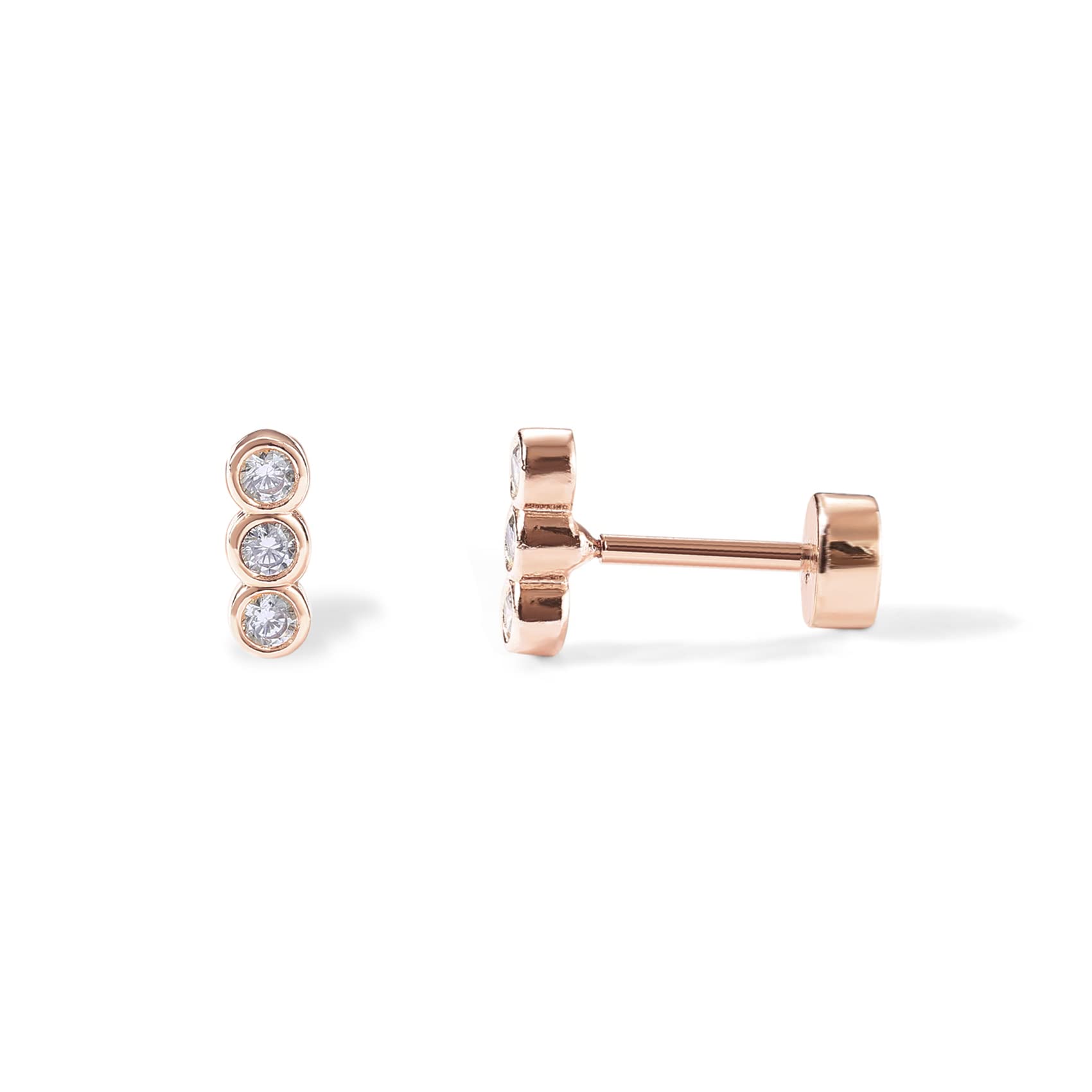 PAVOI14K Gold Plated Flat Back Earrings | Solid 925 Sterling Silver Posts | Helix Cartilage Earrings for Women | Cubic Zirconia Stud Earrings | Trending Fashion Jewelry