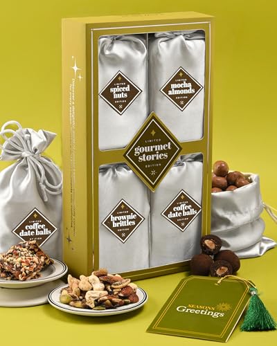 Image of Hyperfoods Elegant Designer Box with Coffee Almonds Dragees Cappucino Date Balls & Brownie Brittle Chocolate Gift Hamper Dry Fruits Festival Gift Hampers Chocolate Gift Pack DryFruit Gift Hamper