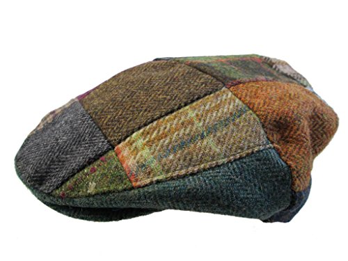 Image of Biddy Murphy Irish Hats for Men Men's Flat Irish Hat Patchwork 100% Wool Made in Ireland XXL Multicolor