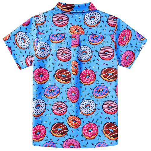 Image of uideazone Boys Hawaiian Shirts Novelty Printed Funky Short Sleeve Button Down Shirt Kids Aloha Luau Shirt 7-14T