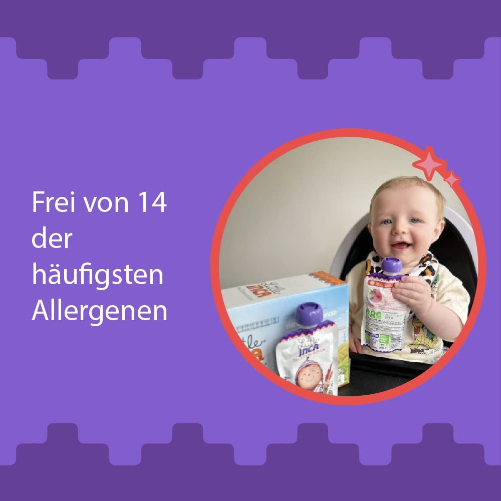 Little Inca Yummy Purple (6 x 100 g) | Recycelbare Beutel mit pflanzlicher Bio-Babynahrung auf Quinoa-Basis, schont den Darm und fördert die kognitive Entwicklung | Laktosefrei | Ab 6 Monaten