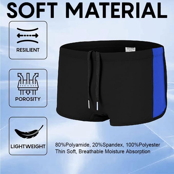 Mens Square Leg Swim Briefs Drawstring Tight Swim Trunks Boxer Swimsuit Bathing Suit Swimwear Shorts for Men3