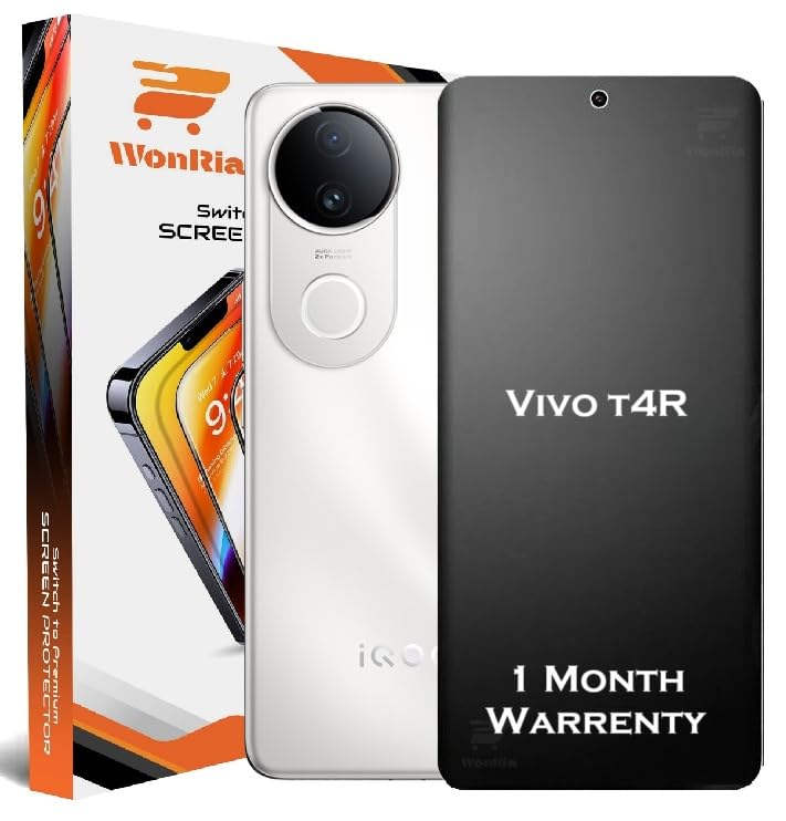 Image of WonRia Pack 1 - Matte Screen Guard Protector Compatible with Vivo T4R 5G Unbreakable Membrane | Flexible TPU Matte Film | Edge to Edge Installation Kit | Transparent
