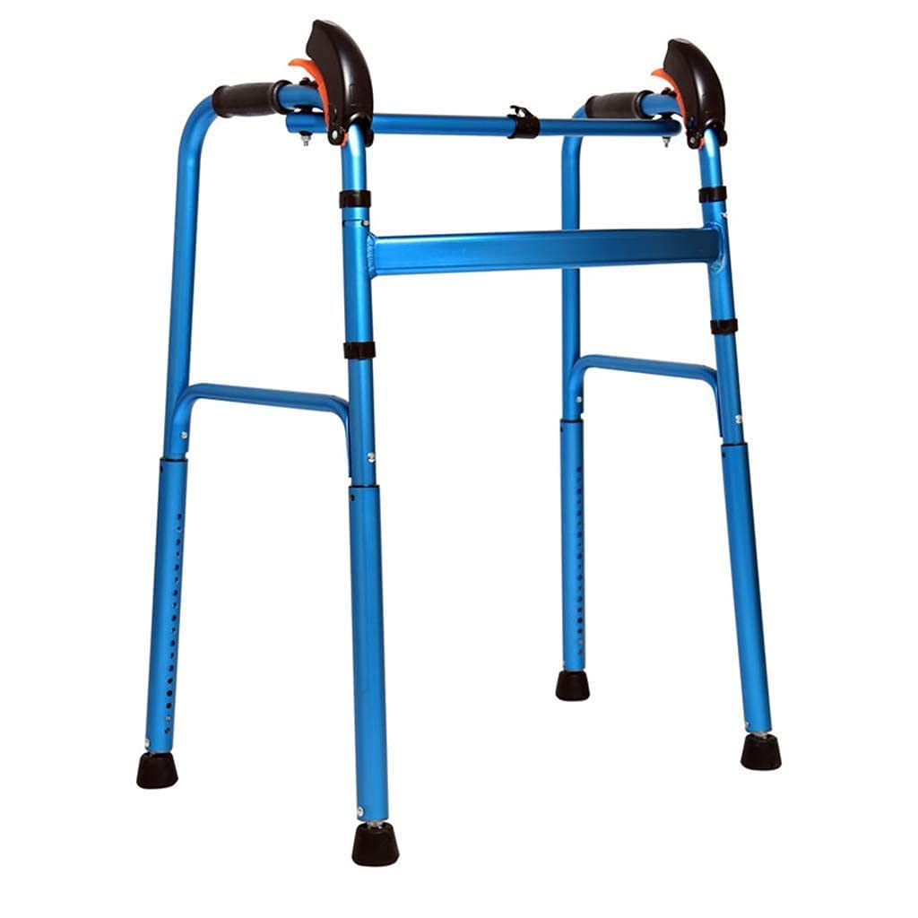 para Personas Mayores Andador Ligero Plegable para Ancianos Sin Ruedas, reposabrazos Ajustable para Ancianos (aleación de Aluminio) (Azul) (Azul)