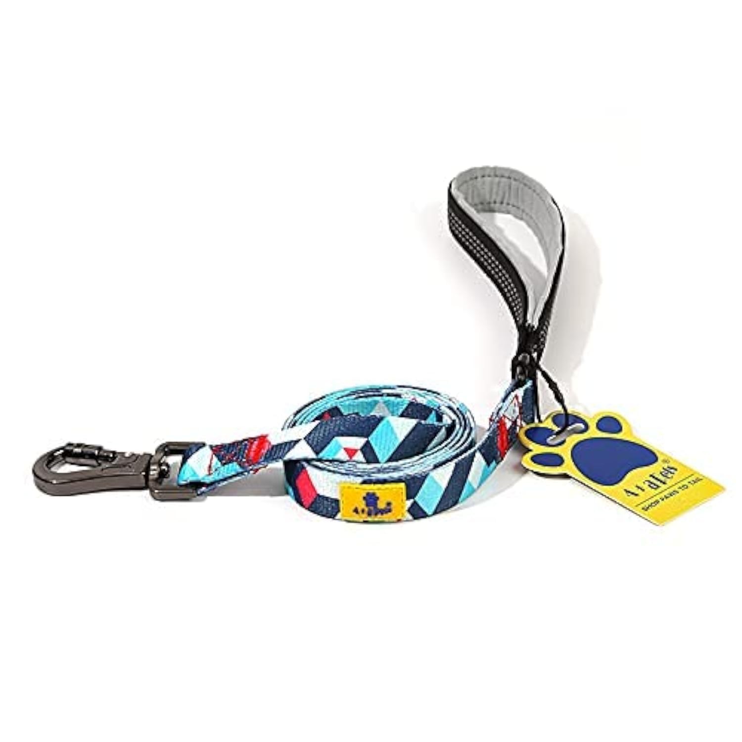 A+a Pets Nylon Waterproof Leash | Neoprene Padded Handle for Dogs & Cats (Geometric Design, Large, Blue/Red) (B09B78Q3QP) Amazon Price History, Amazon Price Tracker