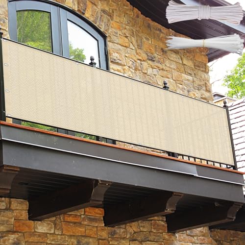 Brise Vue Balcon 75 x 220 cm en HDPE 220G M², Protection UV, Protection Contre Vent, Soleil et Respirabilité, Couverture de Écran Jardin avec Attaches de...