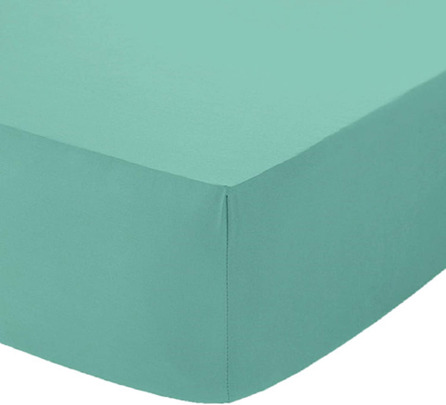 Ocean Nights Plain Dyed 10"(25cm) Box Fitted Bed Sheet Easy Care Polycotton Sheets Single Double King Super King Pillowcase (Mint, King)