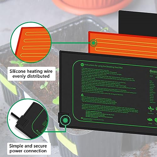 Aisny Heizmatte für Sämlinge, 50W Zimmergewächshaus Wärmematte Thermostatregler 68°F-86°F Reptilien Haustiere Wärmeplatte Amphibien Temperatur Heizkissen Pflanzen Mat Wärmer, 25 x 52 cm