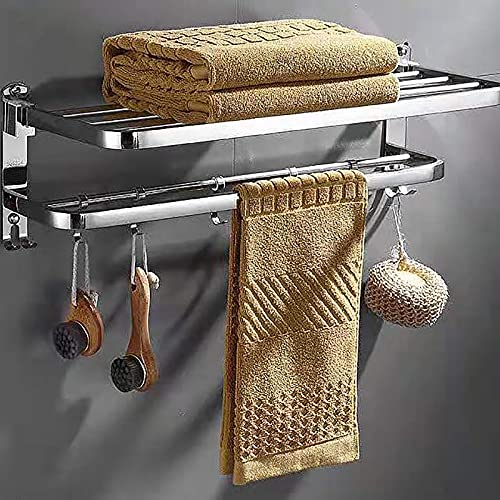 Toallero de baño de acero inoxidable con estante de pared de 60 cm 3