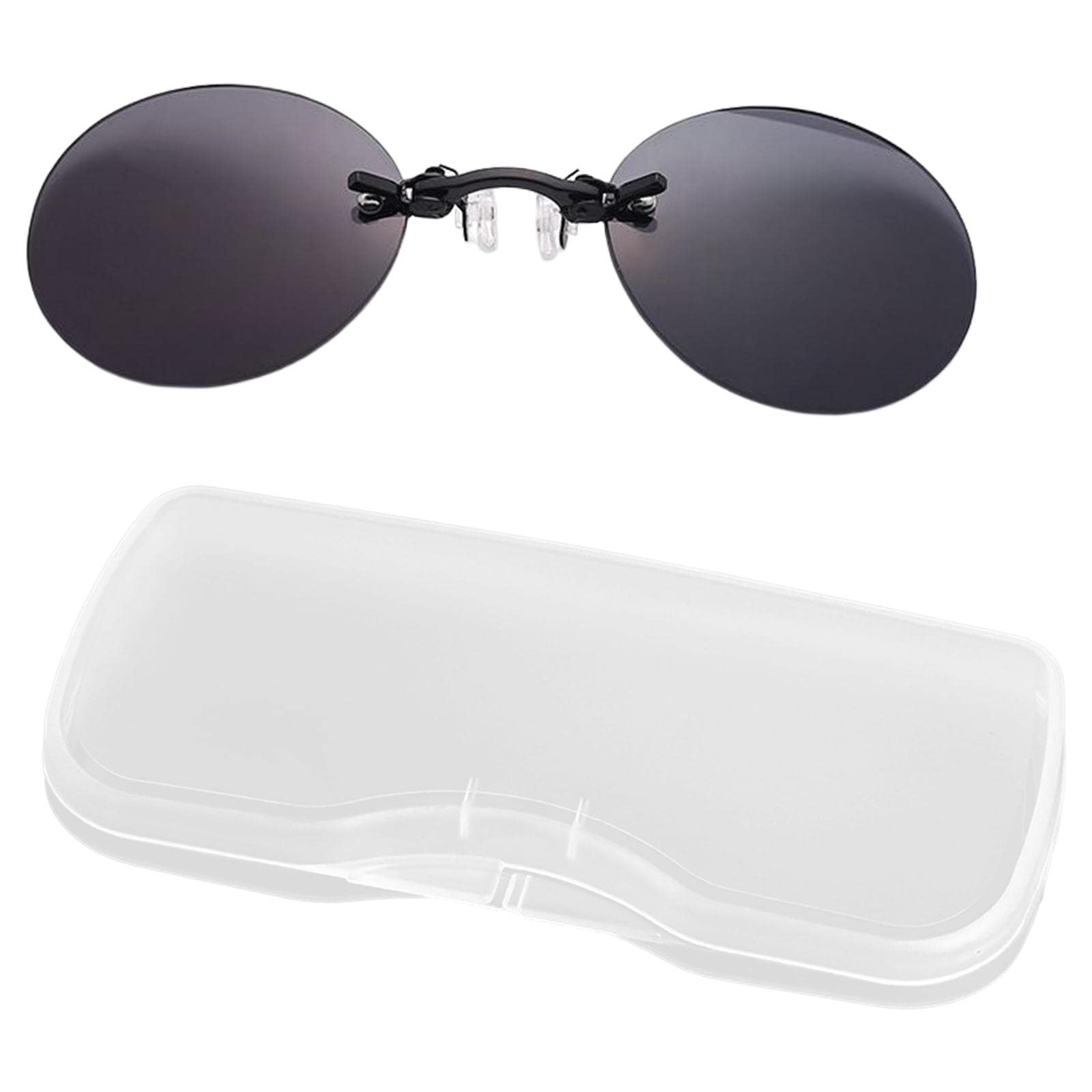 Clip On Nose Sunglasses with Carry Case Rimless Sun Glasses for Unisex Black Gray-image-36