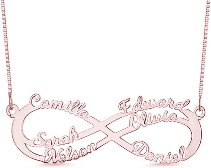 6 Names Infinity in Silver Necklace Personalized Custom Made with Any Name