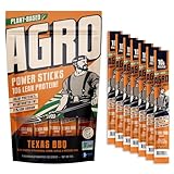 AGRO POWER Vegan Jerky Sticks, 10g Protein per Stick, Texas BBQ Plant-Based, 7 Stick Bag, Non-GMO, 40% Less Sodium, Zero Cholesterol, Meat Alternative, High Protein Snack for Lunch, On-the Go Fuel