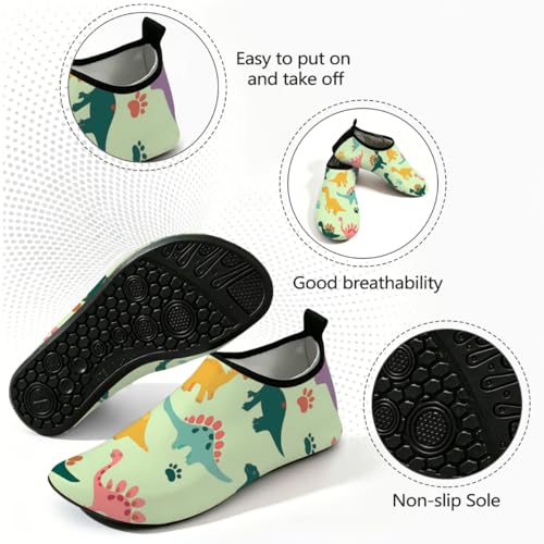 Zapatos acuáticos unisex con estampado de dinosaurio para playa y surf 4