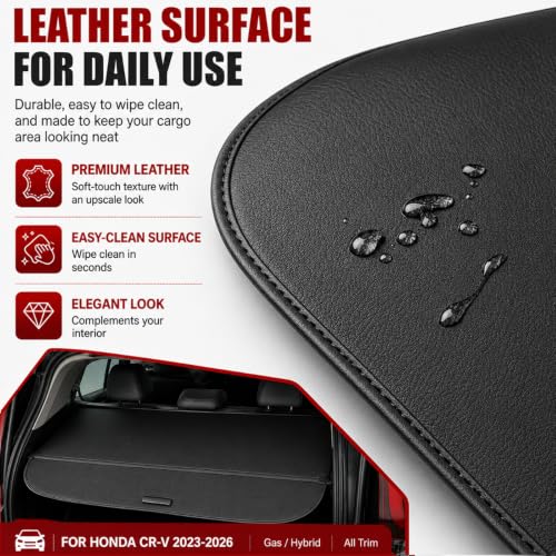 Image of for 2023-2025 2026 Honda CRV Cargo Cover (Hybrid & Gas), Retractable Trunk Cover for 2023-2025 Honda CRV 2026 Accessories Anti-Peeping Sunshades Privacy Shade Leather | for Honda CRV 2026 Accessories 2023-2025, Hybrid & Gas, 2 Sunshades Included, keep items hidden, no drilling required