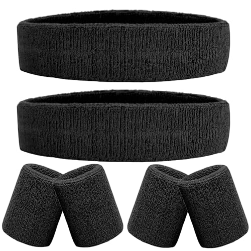Imagerio 6 Pieces Sweatband Set Sports Headband Wristband Set cover