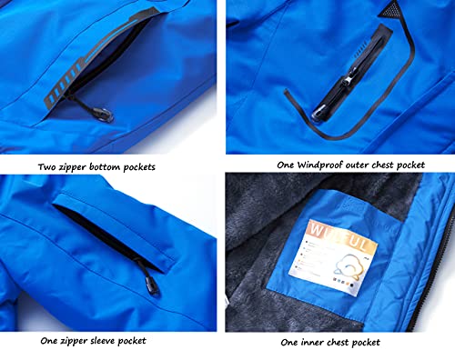 Image of WULFUL Boy's Waterproof Ski Jacket Warm Fleece Hooded Winter Snow Coat