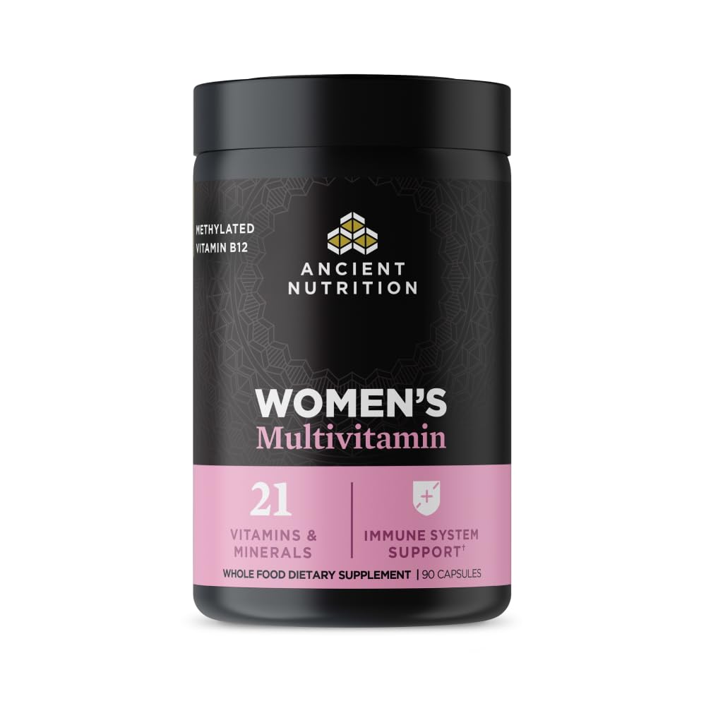 , Ancient Multi Women's - 21 Vitamins & Minerals, Adaptogenic Herbs, Methylated Folate, Paleo & Keto Friendly, 90 Capsules