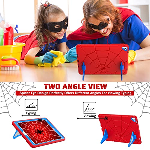 Image of Nitupai Case for iPad 9th Generation /iPad 8th 7th Generation 10.2 inch 2021 /2020 /2019 Heavy Duty Shockproof Rugged Protective Cover 10.2'' with Stand, Red+Blue