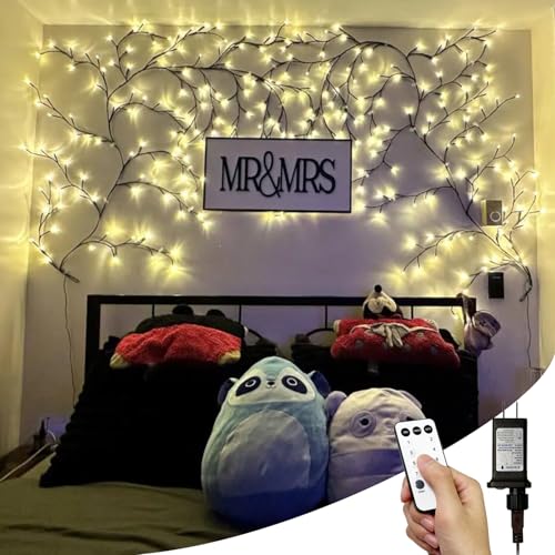 Yepfom 2Pcs Enchanted Willow Vine Lights with Remote, 18 Branches