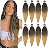 Pre-stretched Braiding Hair Extension Professional Crochet Braiding Hair 26 Inch 8 Packs Hot Water Setting Perm Yaki Synthetic Hair for Twist Braids (26inch,#T4/27)