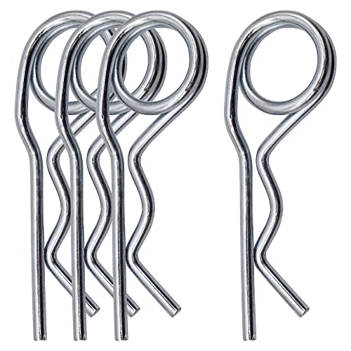 SKIR'CO (4 uds) Pasadores de chaveta de resorte de acero zincado 4 mm, Clips R de anillo doble, Pasador de chaveta de resorte en forma de R