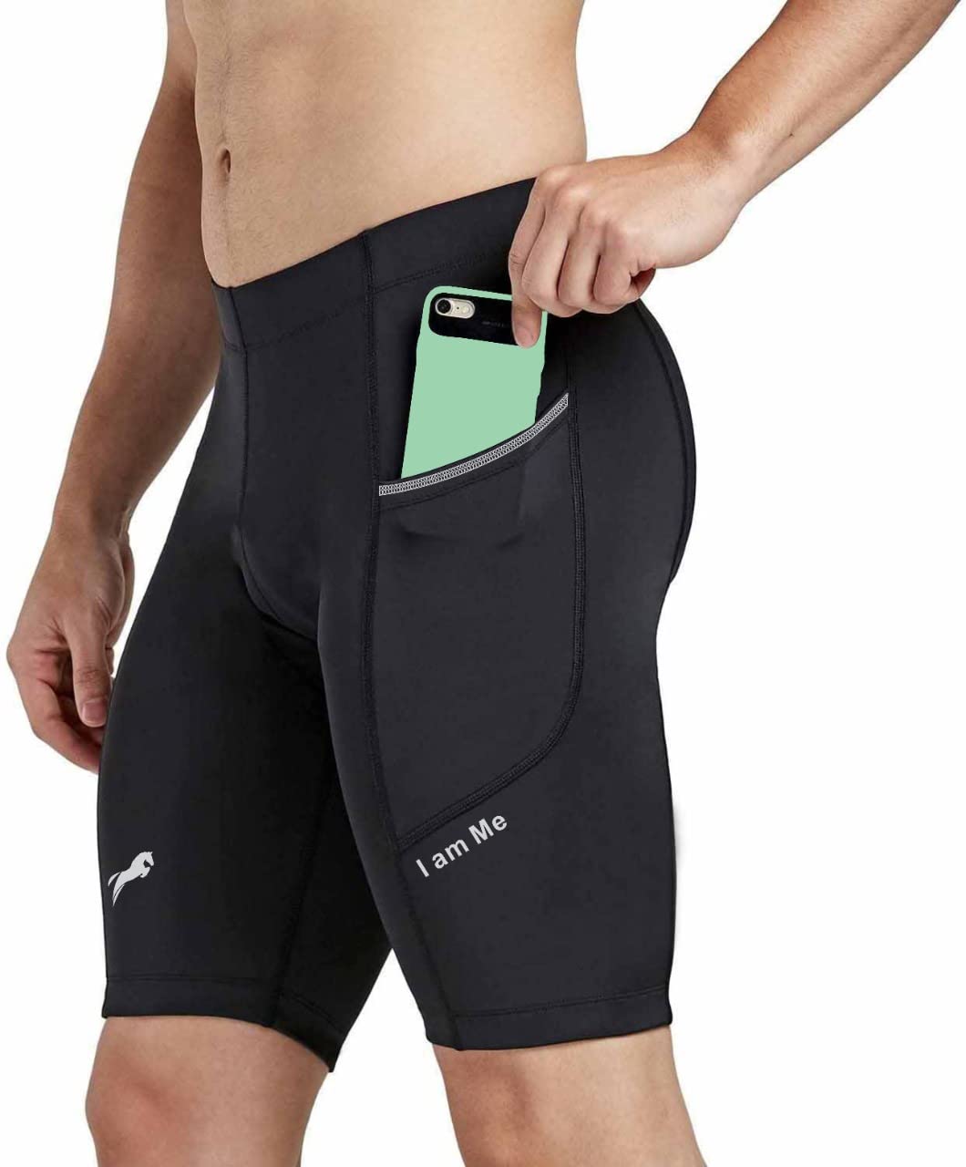 Men's Running Shorts Gym Workout Quick Dry Mens Shorts with Phone Pocket (XL) Black-image-41